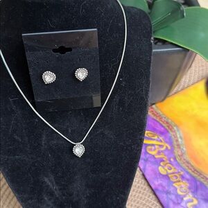 Brighton Silver Heart Necklace and Earring Set